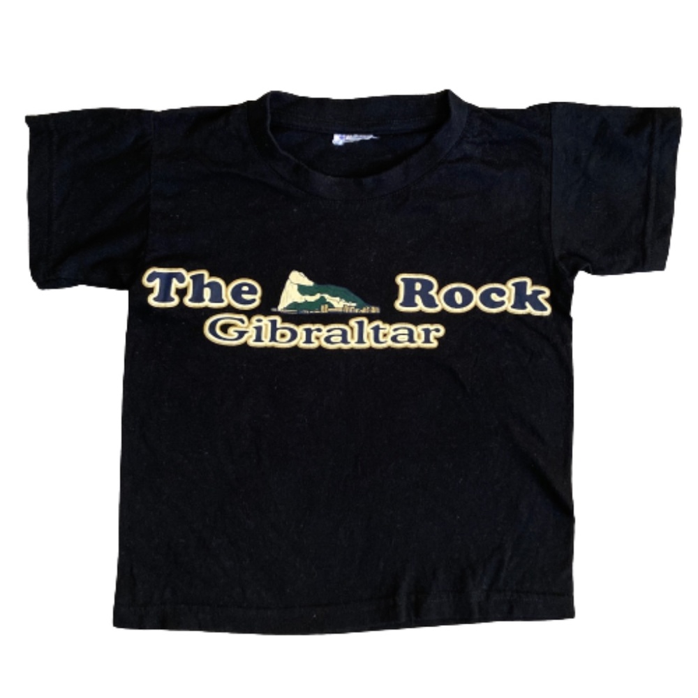 The Rock of Gibraltar Black T shirt 3T short sleeve crew neck